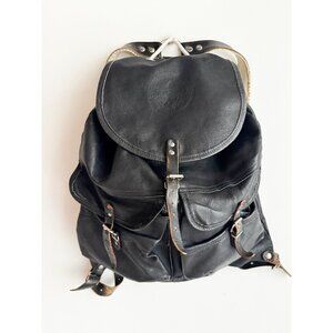 Vintage University of Toronto Black Leather Backpack